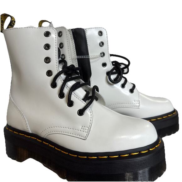 Doc Dr Martens Jadon White Smooth Leather Platform Lace Up Combat Boots 38 US 7 - Picture 1 of 11